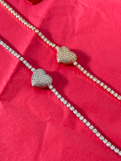 Pulseira Riviera com Coração Cravejado - Mayra Acessorios Exclusivos