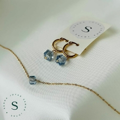 Collar y Aros Sky Blue Tetra - Senna Joyas