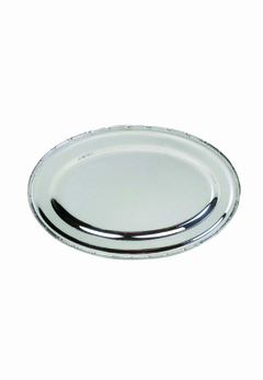 BANDEJA OVAL 35CM EN METAL PLATEADO