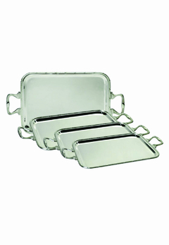 BANDEJA 58CMX38CM EN METAL PLATEADO CON ASAS