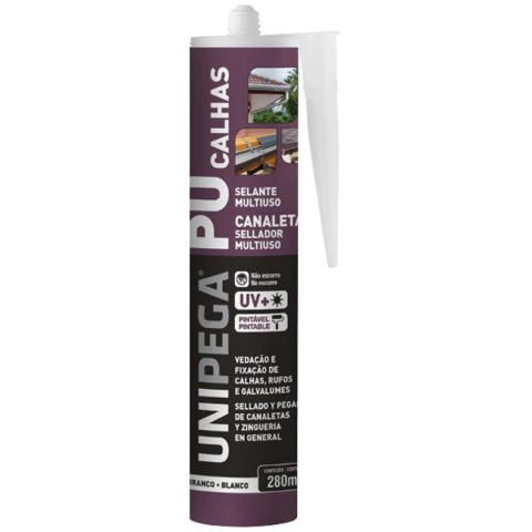 Cola PU para Calhas Cinza 280ml Unipega