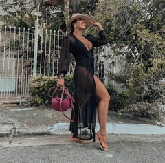Saída de Praia Longa Tule - Preta - comprar online