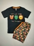 Conjunto camiseta e bermuda em moletinho Leão