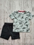Conjunto de camiseta e bermuda em moletinho Dinossauros