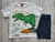 Conjunto com camiseta em estampa emborrachada frente e costas com bermuda em moletinho