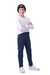 Calça de Moletom Jet com Bolso e Plaquinha Aplicada - Azul Marinho