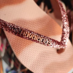 CHINELO HAVAIANAS SLIM SQUARE GLITTER PARTY - Rosa Ballet - loja online