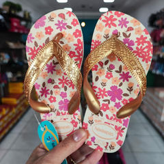 CHINELO HAVAIANAS KIDS FLORES - BEGE / DOURADO - comprar online