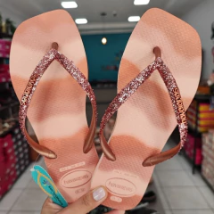 CHINELO HAVAIANAS SLIM SQUARE GLITTER PARTY - Rosa Ballet - comprar online