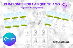 PLANTILLA EDITABLE 10 RAZONES POR LAS QUE TE AMO EN CANVA (especial día del padre)