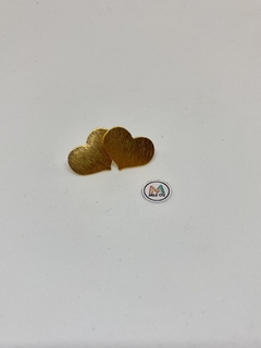 A-11 Aretes de bronce con baño de oro en forma de corazón - comprar online