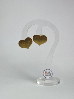 A-11 Aretes de bronce con baño de oro en forma de corazón