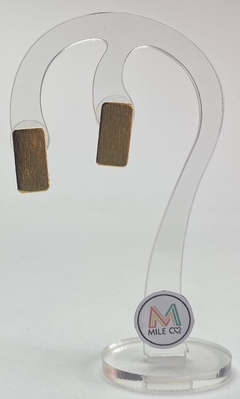 A-26 Aretes de bronce con baño de oro en forma de rectángulo largo