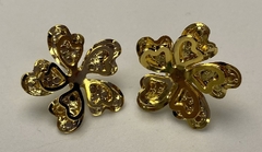 A-73 Aretes de bronce con baño de oro forma de doble orquídea - comprar online