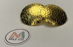 A-82 Aretes de bronce con baño de oro en forma circular con textura - comprar online