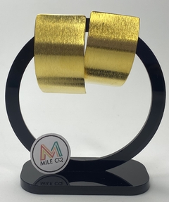 A-91 Aretes de bronce con baño de oro lamina rectangular curva