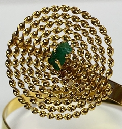 F-16 Pulsera en bronce con baño de oro con puntas en circulo espiral de diferentes tamaños y centro en piedra de murralla en internet