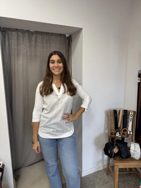 blusa manga ranglan con cartera escote en v
