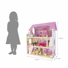 casa de muñecas de madera con muebles mila casita de juguete para niñas kids house - comprar en línea