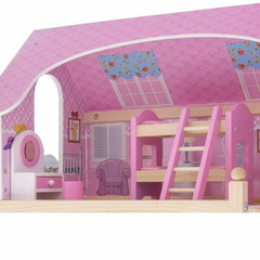 casa de muñecas de madera con muebles mila casita de juguete para niñas kids house - toy world