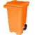 CONTENTOR MOVEL PARA LIXO 240L COM RODAS DE 200MM E PEDAL LATERAL LARANJA MODELO C240PL