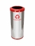 LIXEIRA EM ACO INOX 30 X 70 CM COM ARO PINTADO 50L VERMELHO MODELO C31V