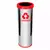 LIXEIRA EM ACO INOX 24 X 70 CM COM ARO PINTADO 30L VERMELHO MODELO C30V