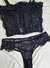 Conjunto De Corset Selena Em Renda Chantilly E Tule Sem Bojo Com Aro De Sustentação - Preto na internet