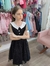 Vestido wandinha preto com gliter, parte de cima com elastano (malha) na internet