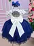 Vestido Infantil Branco com marinho, perolas Luxo Festa - comprar online