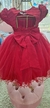 Vestido vermelho peito em nervura e mangas trabalhadas - Criança Encantada