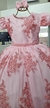 Vestido Infantil Rosa Com Renda Realeza e Cinto Pérolas na internet