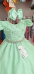 Vestido infantil verde com nervura e perolas no peito - comprar online