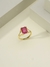 Anel Retangular Pedra Fusion Rosa - comprar online