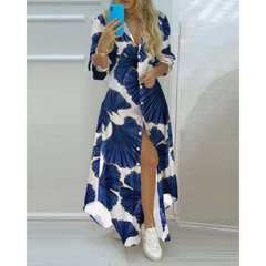 Vestido comprido boho - chic gola virada para baixo - comprar online