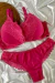 CONJUNTO PLUS SIZE EM MICROFIBRA E RENDA, SUTIÃ COM BOJO, ARO, BARBATANAS, BASE DE ESPUMA E CALCINHA FIO EM RENDA
