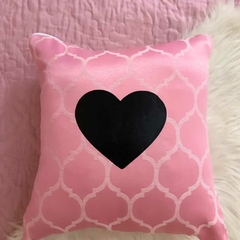 Capa almofada jacquard 40x40 Decoração Quarto Rosa Coração - comprar online