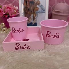 Kit Bandeja Porta Pincéis Decorado Rosa Pink Personalizado Quarto Barbie