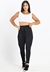 Calça Legging Preta Lisa Com Cadarço e Cropped Branco Conjunto | REF: LX199