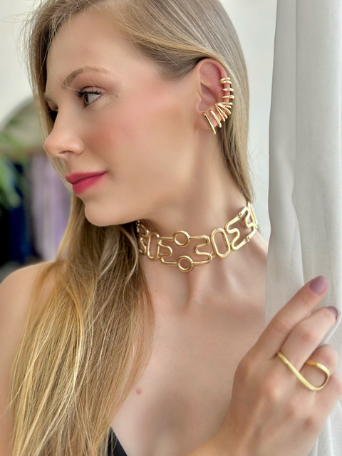 Brinco Earcuff Garra Solitário - Banhado a ouro 18k