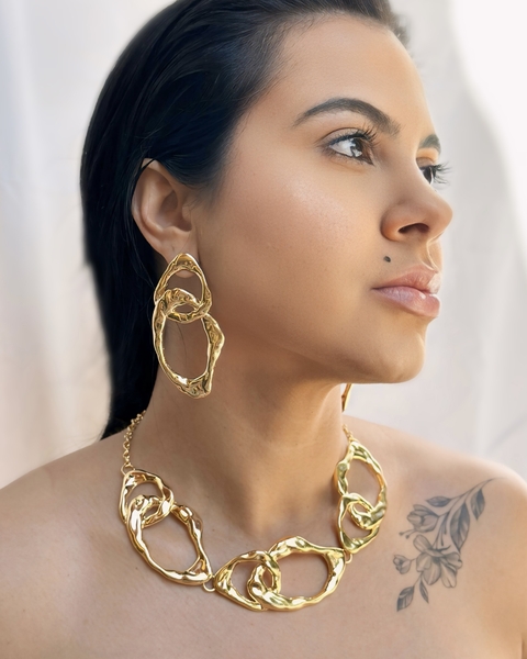 Conunto Max Orgânico - Folheado Ouro 18k