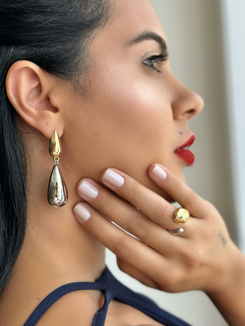 Brinco Lara (Mix Banhado a ouro 18k e Ródio prata)