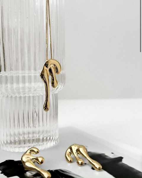 Conjunto Orgânico Gotas - Folheado a Ouro 18k