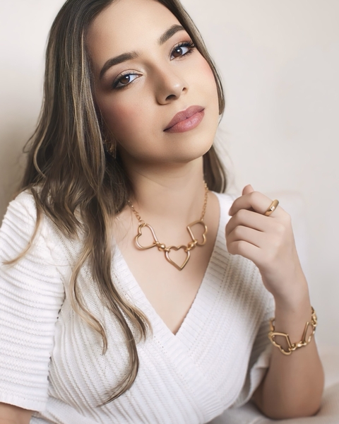 Conjunto Elos Coração - Verniz Italiano Banhado em 10 Milésimos de Ouro 18K