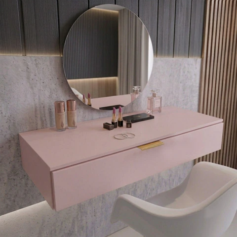 Penteadeira 70cm suspensa 100% MDF cor rosa
