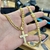Corrente Grumet 7mm Com Pingente Cruz Relevo M Banhados A Ouro 18k