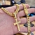 Corrente Grumet 10mm Com Pingente Cruz Tradicional M Banhados A Ouro 18k