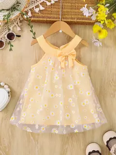 Adorable Vestido de Malla con Estampado de Margaritas