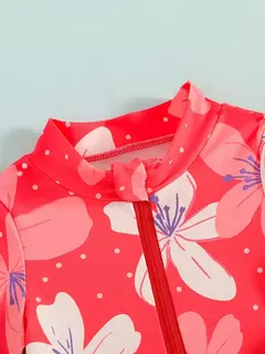Traje de baño con diseño floral y bordes con volantes - Baby Haus Mx