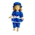 Boneca em porcelana e tecido com Vestido Azul claro com bolinhas brancas